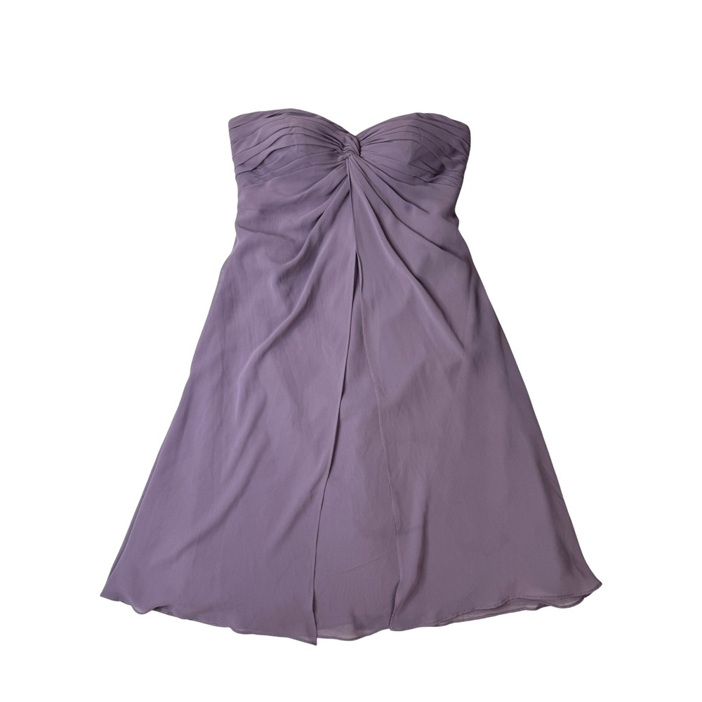 Bill Levkoff Wisteria Purple Strapless Chiffon Cocktail Dress Size 4 Pleated